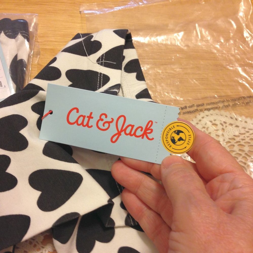 Cat & Jack hearts tights, black and white size 12 month - Picture 4 of 5